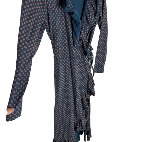 👗 Matilda Jane Polka Dot Wrap Dress Ruffle Hem Long Sleeve Boho Chic S‎ ✨ - Picture 2 of 4
